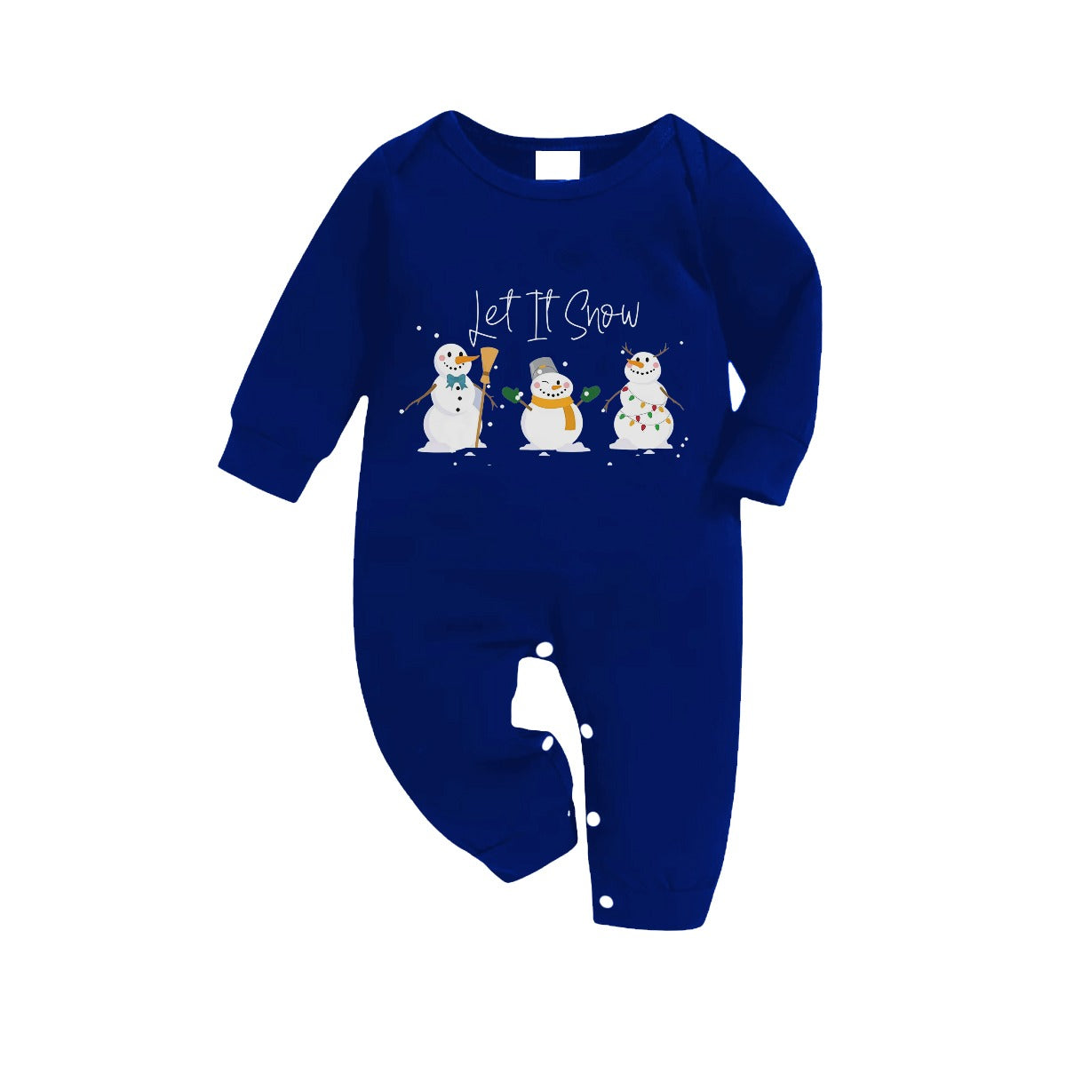 WW | Matching Family Christmas Pyjamas - Navy & White Plaid Set with "Let It Snow" and Snowman Pattern Print