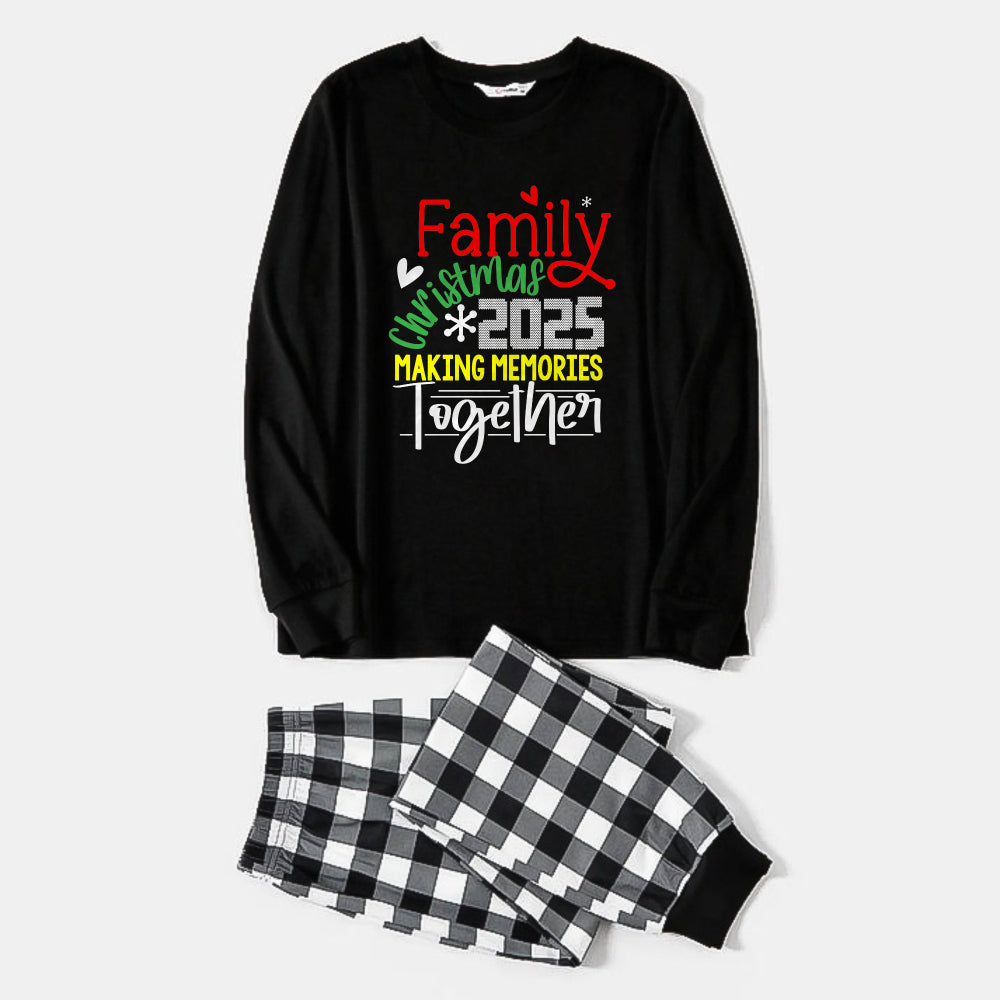 WW | Black and White Plaid Christmas Pyjama Set with Festive Christmas Slogan Print
