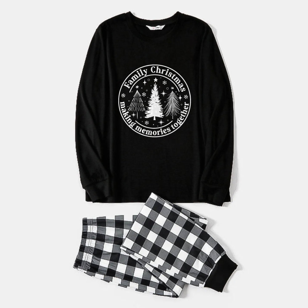 WW | Black and White Plaid Christmas Tree Print Christmas Pyjama Set