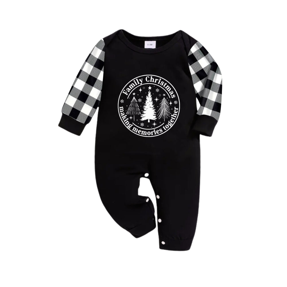 WW | Black and White Plaid Christmas Tree Print Christmas Pyjama Set