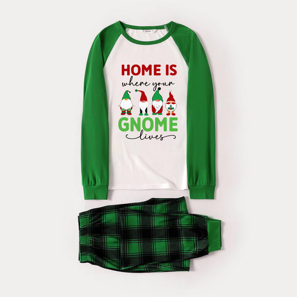 WW | Green Raglan Top Green Plaid Christmas Gnome Print Pajama Set