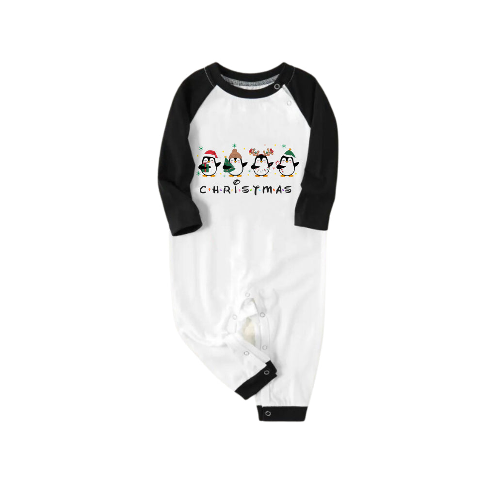 WW | Schwarzes Raglan-Top Grünes Karomuster Weihnachts-Pyjama-Set Mit Pinguin-Druck