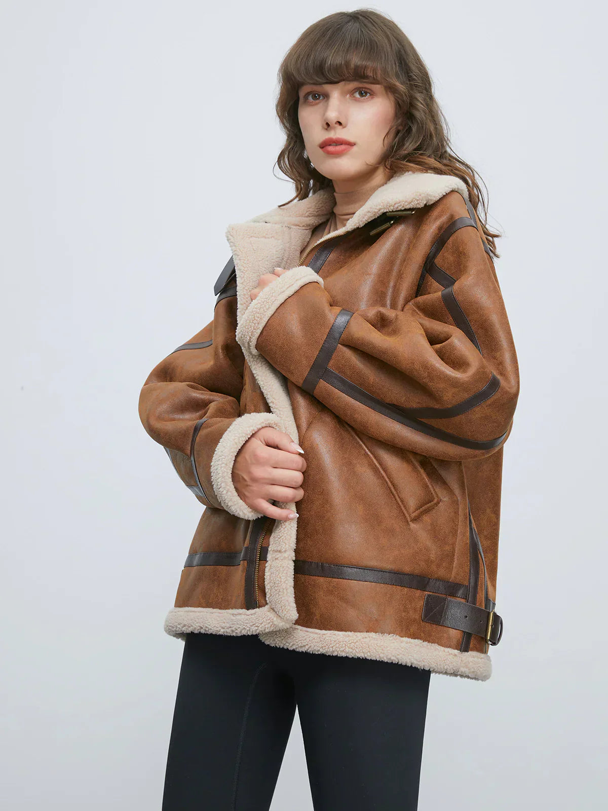 WW | Gefütterte Wildleder Shearling Flugjacke
