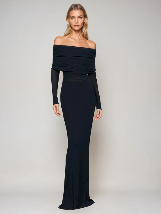 DANIELA | MESH OFF-THE-SHOULDER MAXI DRESS