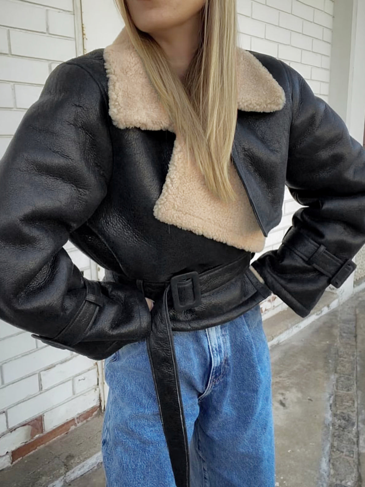 WW | Blessed Sherpa-Lined Sheepskin Aviator Jacket
