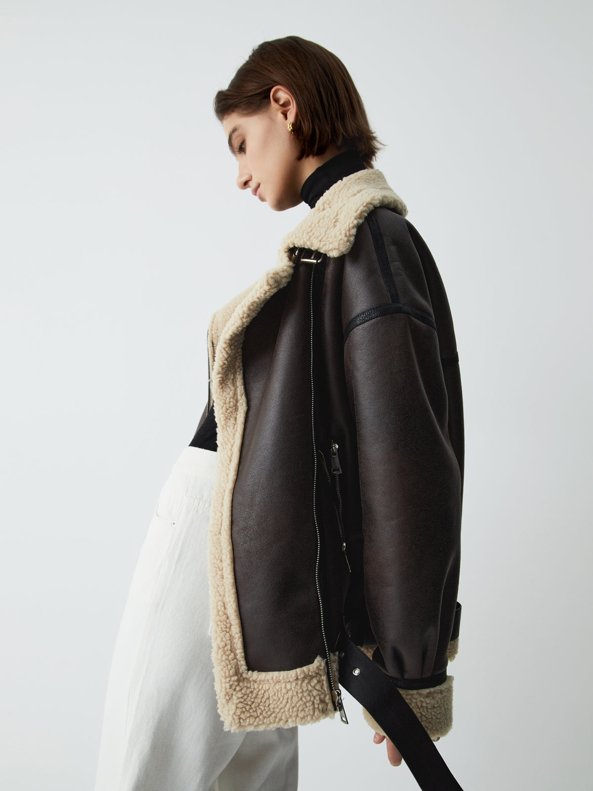 WW | Sherpa-gefütterte Schaffell-Fliegerjacke