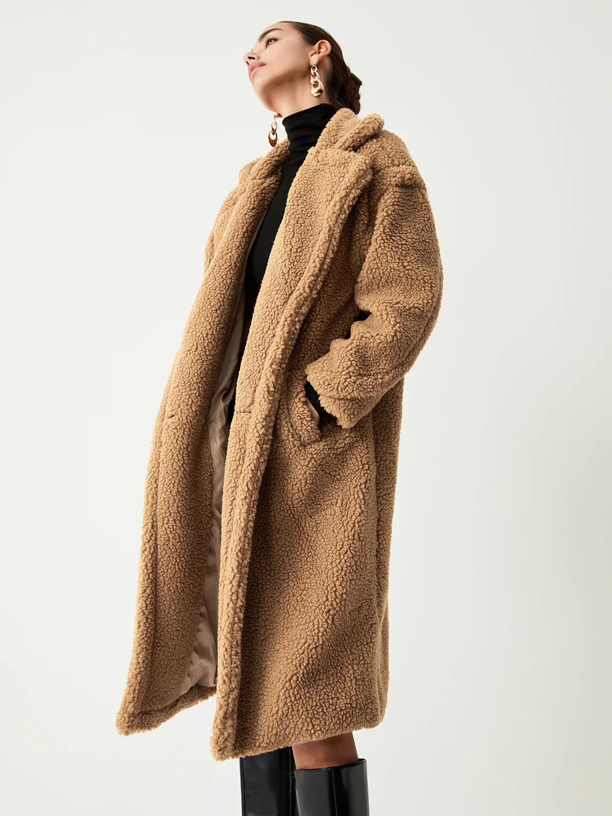 WW | Doppelte Taschen Flurry Longline Fleecejacke