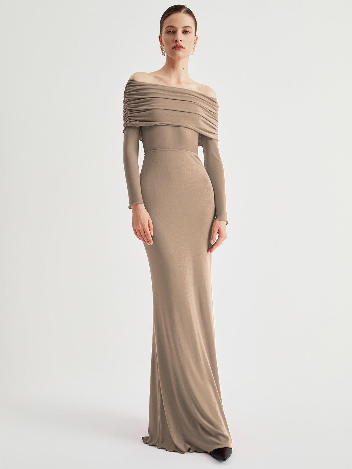 DANIELA | SCHULTERFREIES MAXIKLEID AUS MESH
