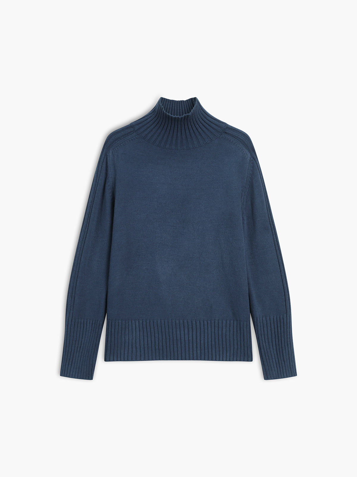 WW | Ribbed stand-up collar knit sweater