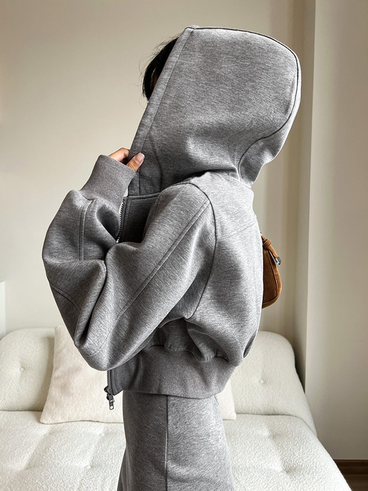 WW | Langarm Zip Crop Hoodie