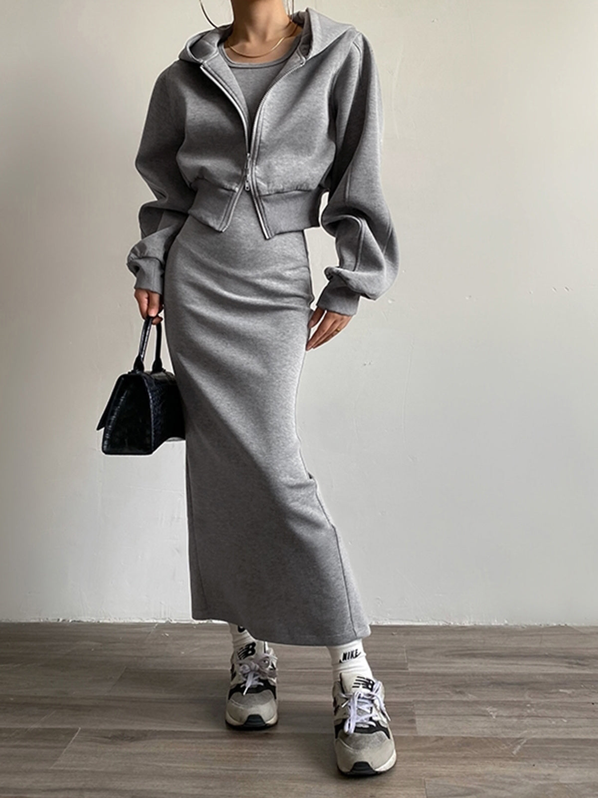 WW | Langarm Zip Crop Hoodie