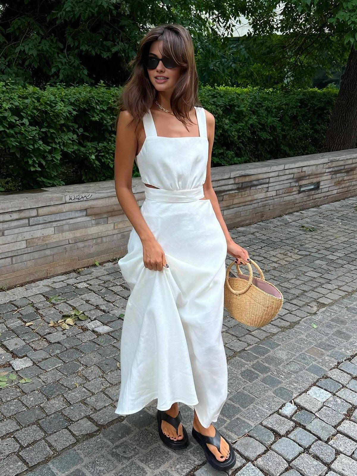 WW | Minimalismus Knotentop Langes Kleid