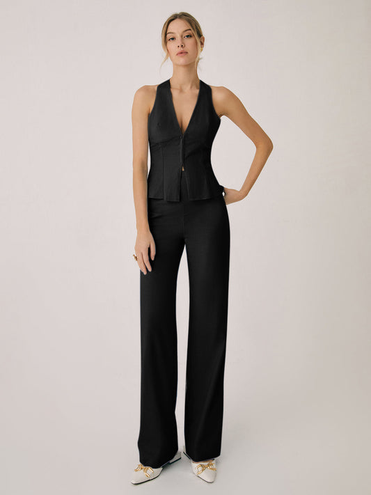WW | Elegantes Zweiteiliges Satz Mit Weste & Weitbein Hose