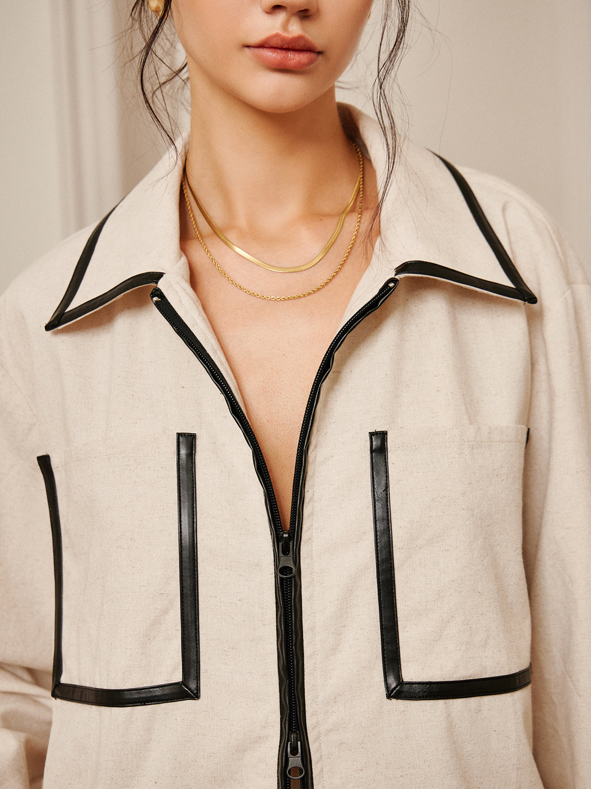 WW | Leinen Doppel-Zip-Jacke