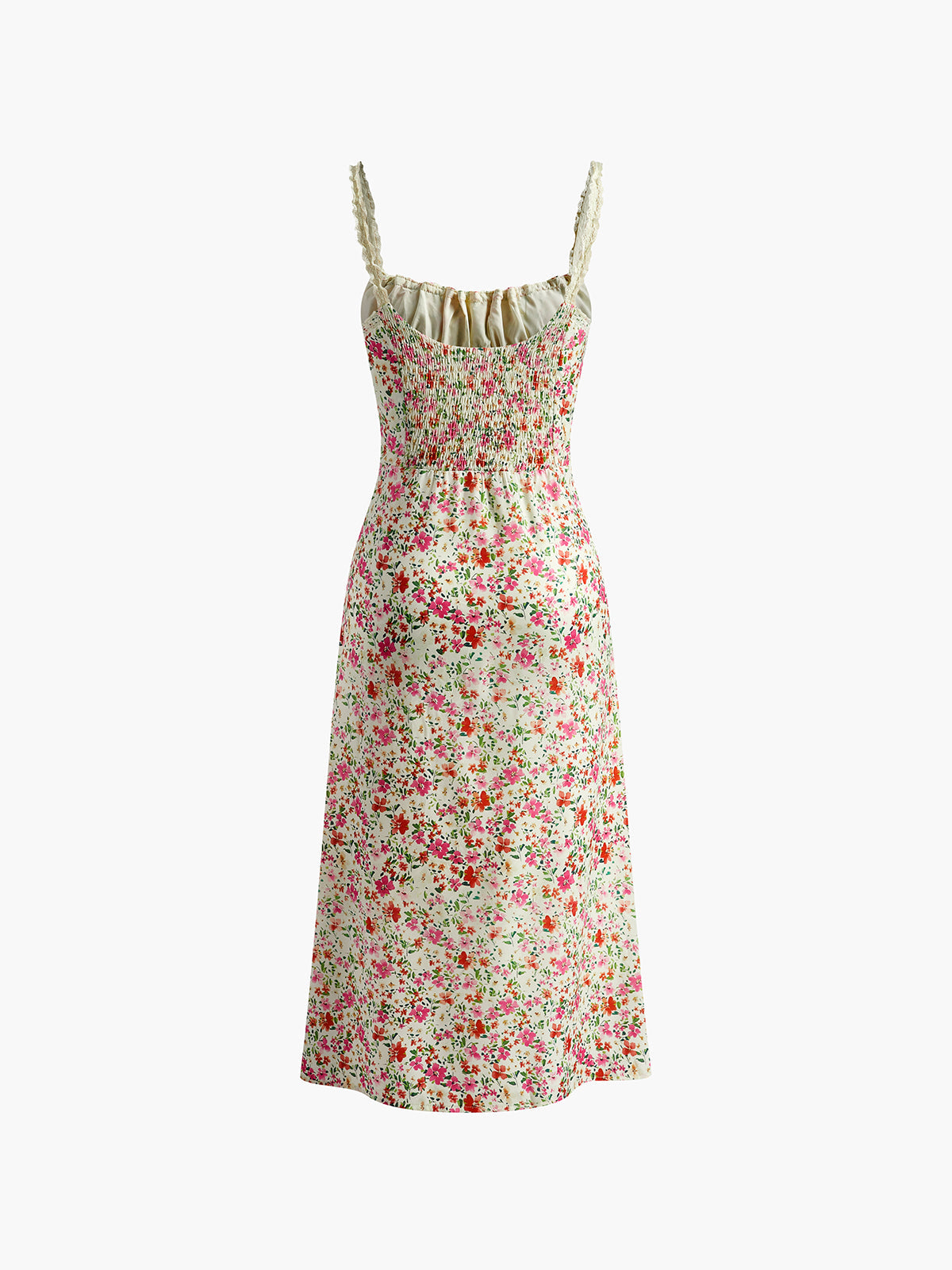 Midi dress with floral print and lace details