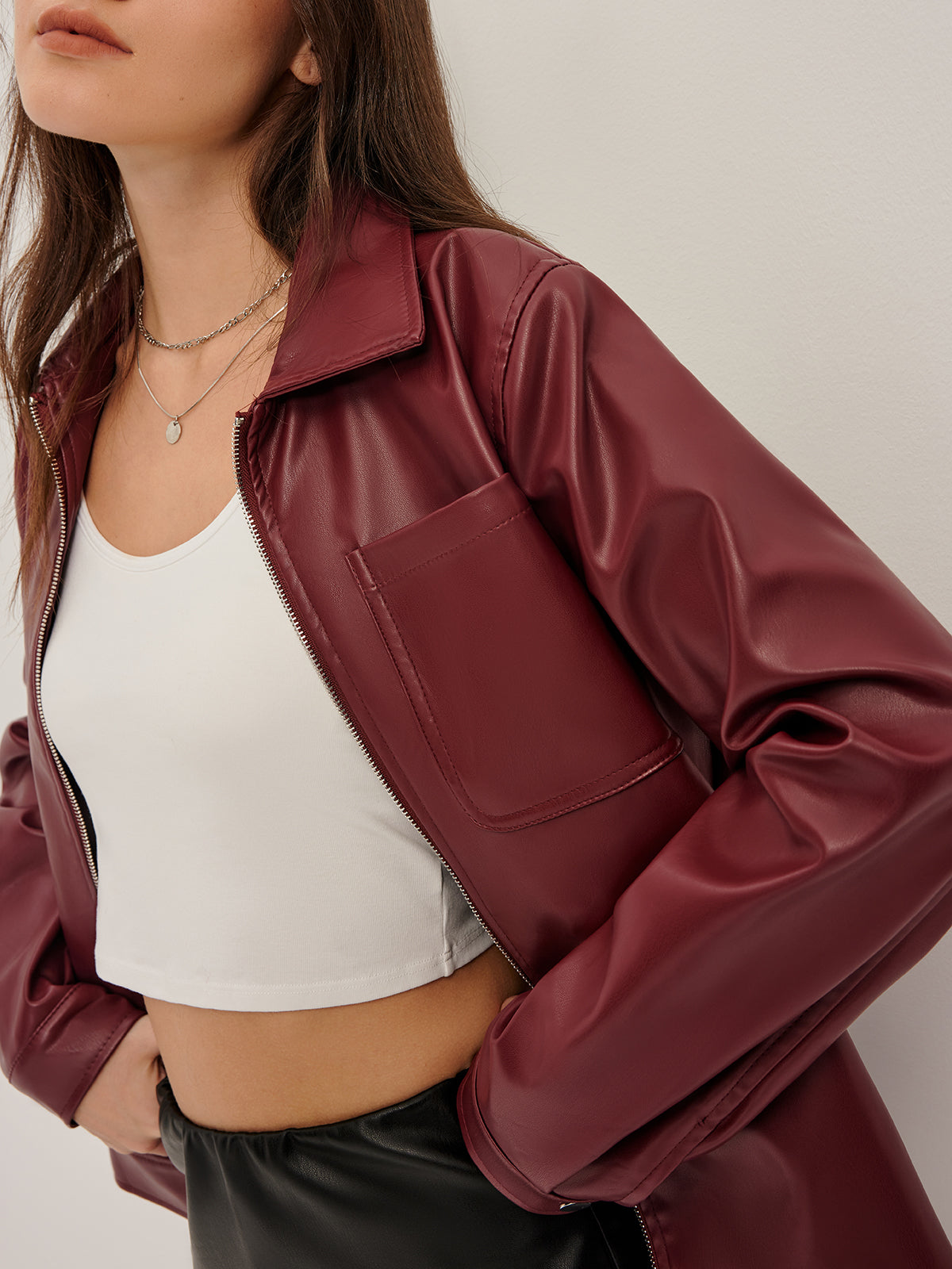 WW | Reißverschluss Kunstlederjacke