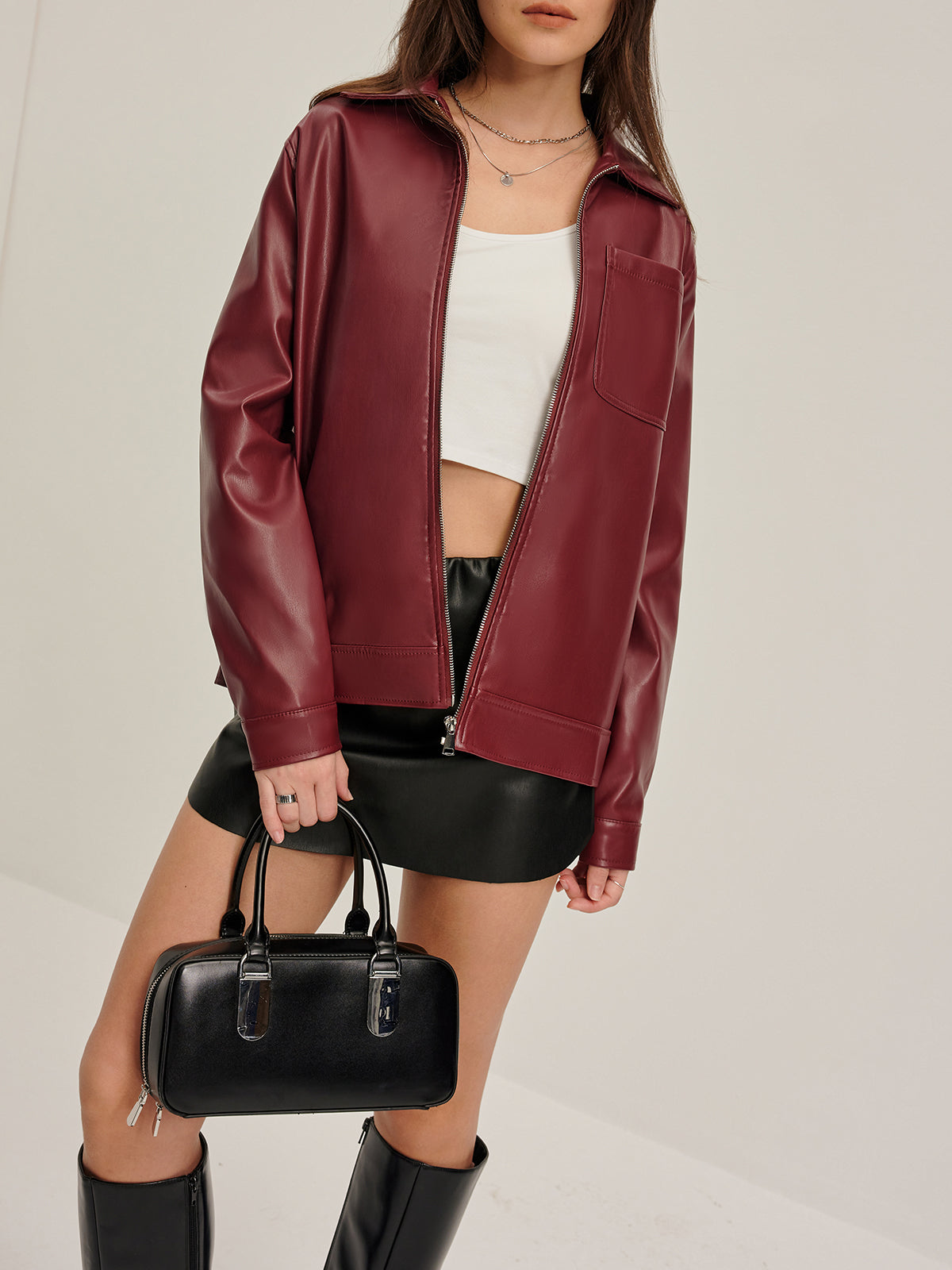 WW | Reißverschluss Kunstlederjacke
