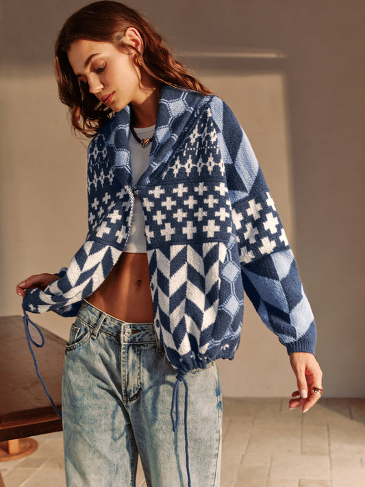 WW | Boheme Gedruckte Piping Gemütliche Jacke Reguläre Passform Essential