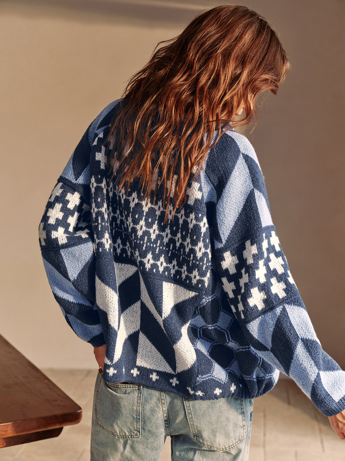 WW | Boheme Gedruckte Piping Gemütliche Jacke Reguläre Passform Essential