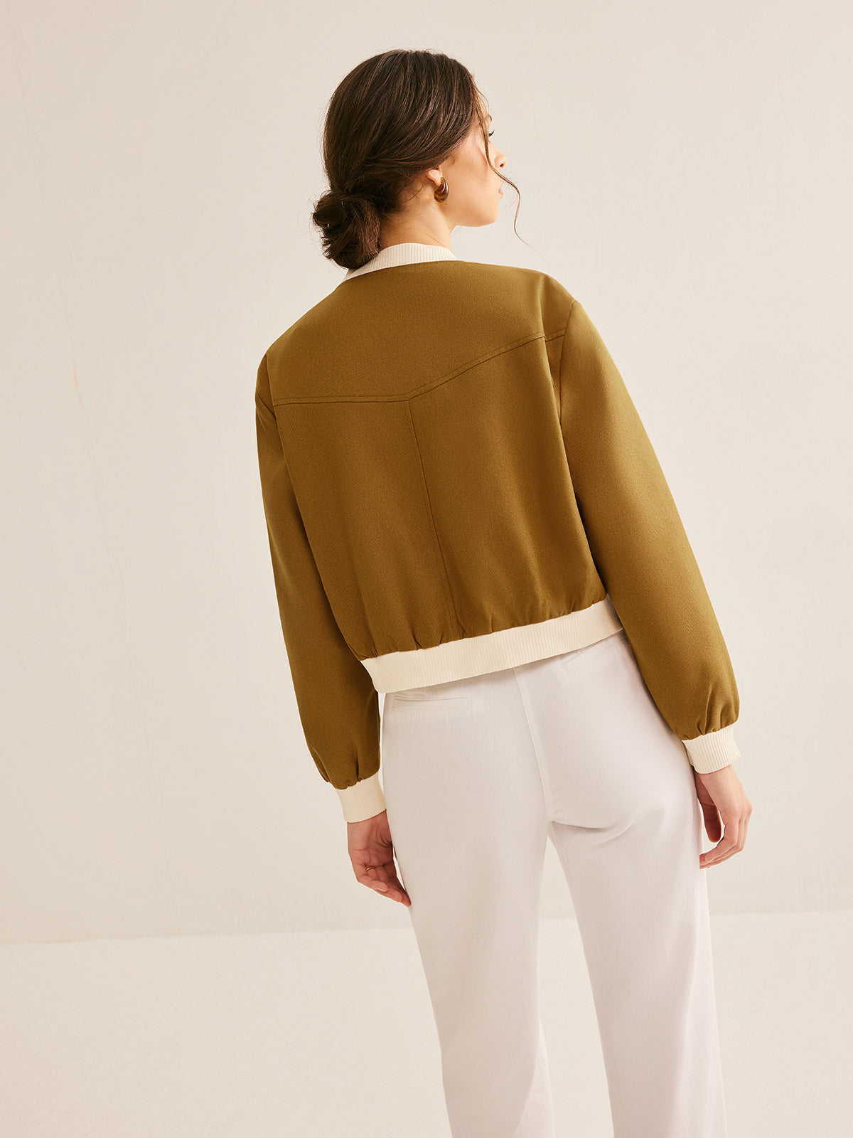 WW | Crew Neck Kontrastbesatz Knopfjacke