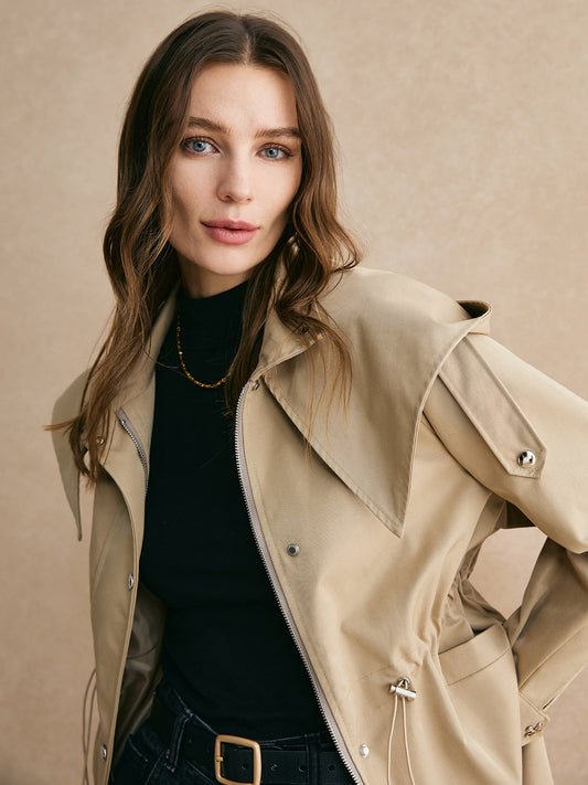 WW | Short trench coat with adjustable waist - Classic & Comfortable