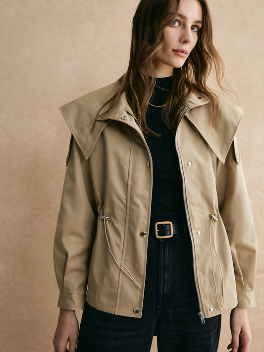 WW | Trenchcoat mit Schnürung in der Taille mit Reißverschluss