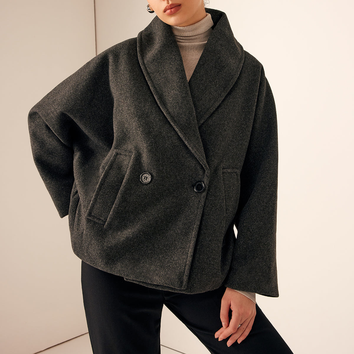 WW | Damen Klassischer Tweed Mantel Kurzer Stil