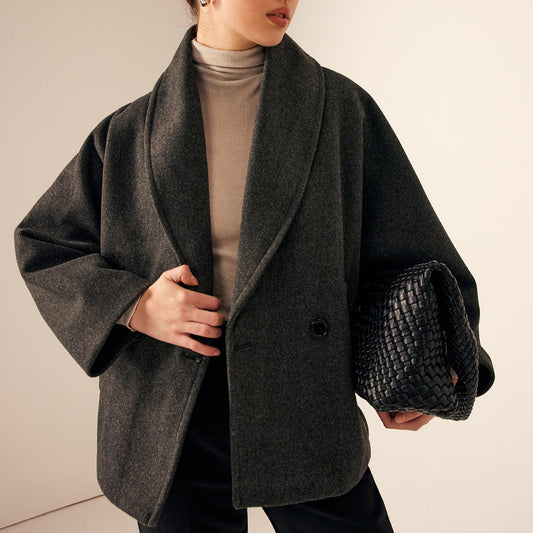 WW | Damen Klassischer Tweed Mantel Kurzer Stil