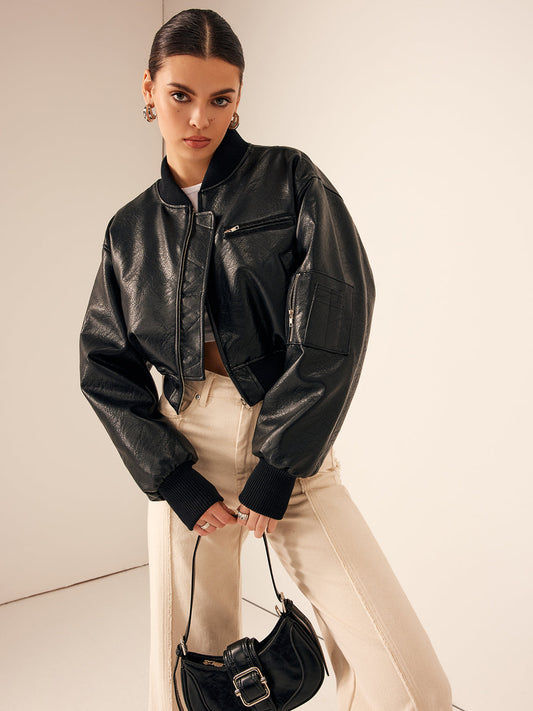 WW | Taschen PU Leder Kurze Jacke