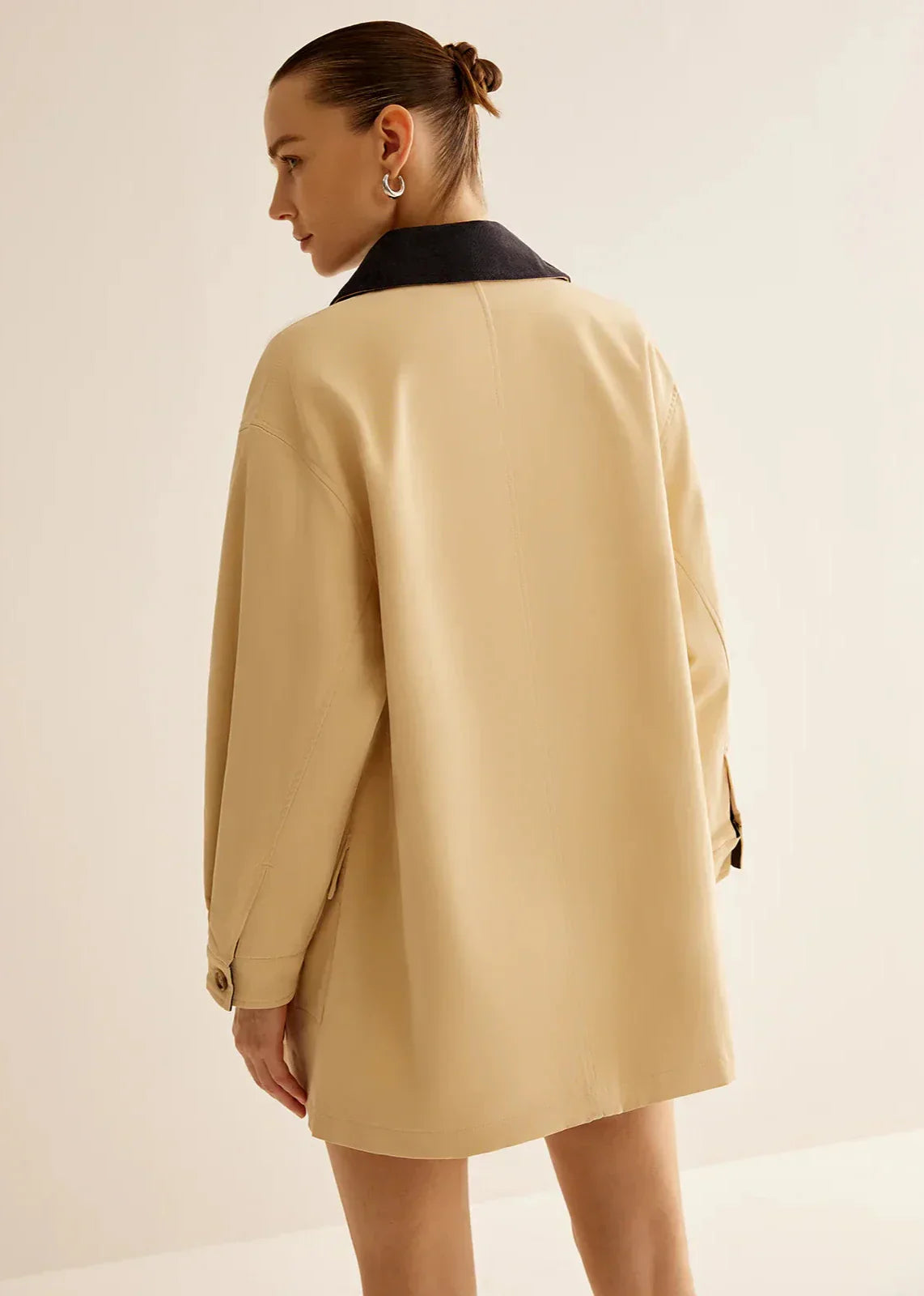 WW | Inspirierter Kontrastkragen Baumwolljacke