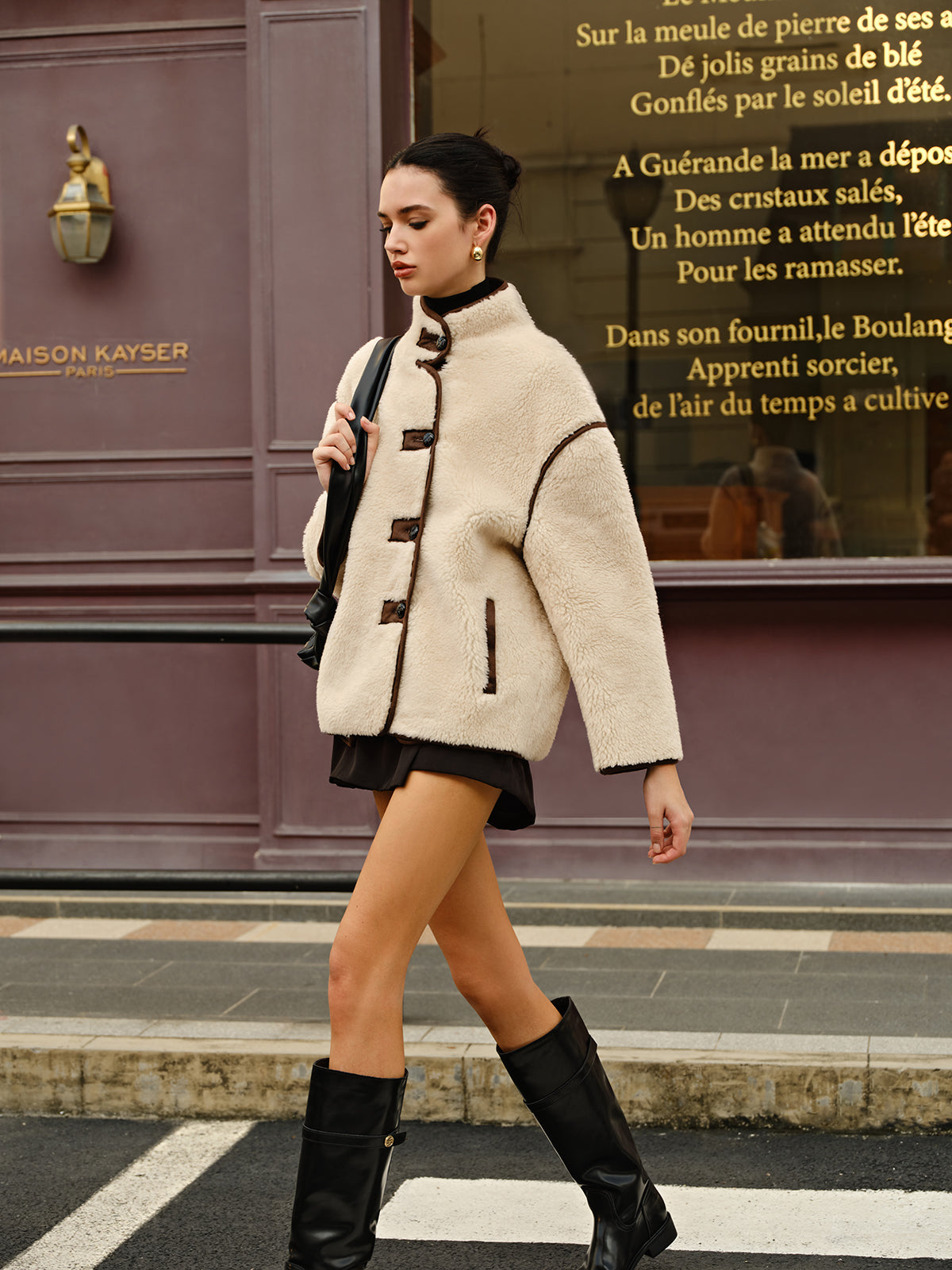 WW | Contrast piping fleece jacket