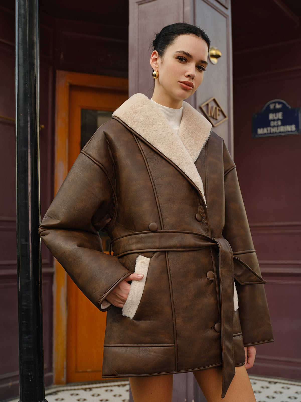 WW | Armadillo Faux Leather Fleece Jacket
