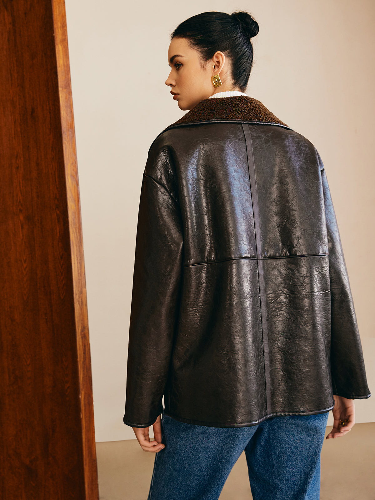 WW | Faux Leather Fleece Jacket