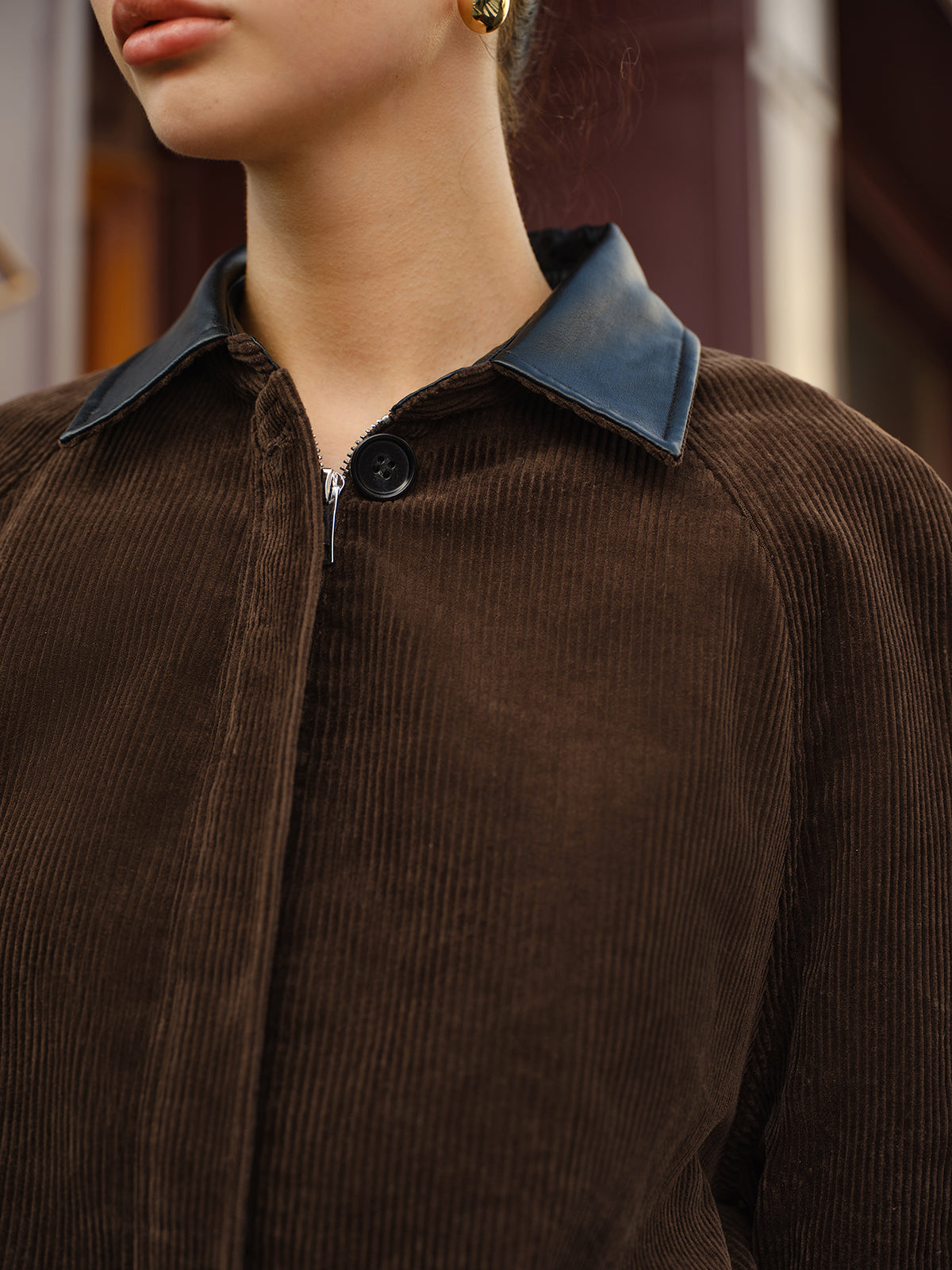 WW | Collar corduroy jacket with zipper