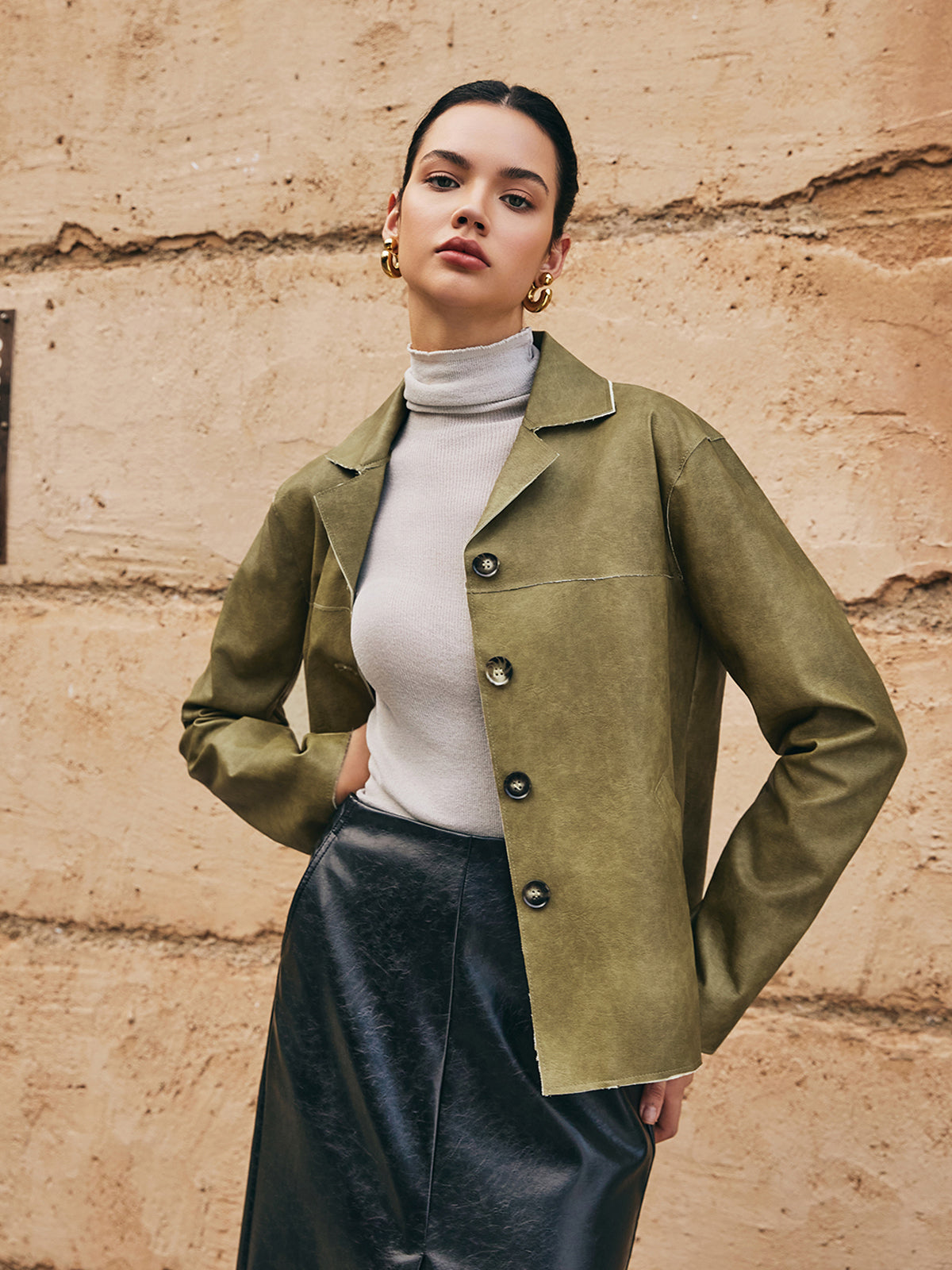 WW | PU-Leder Gerade Jacke