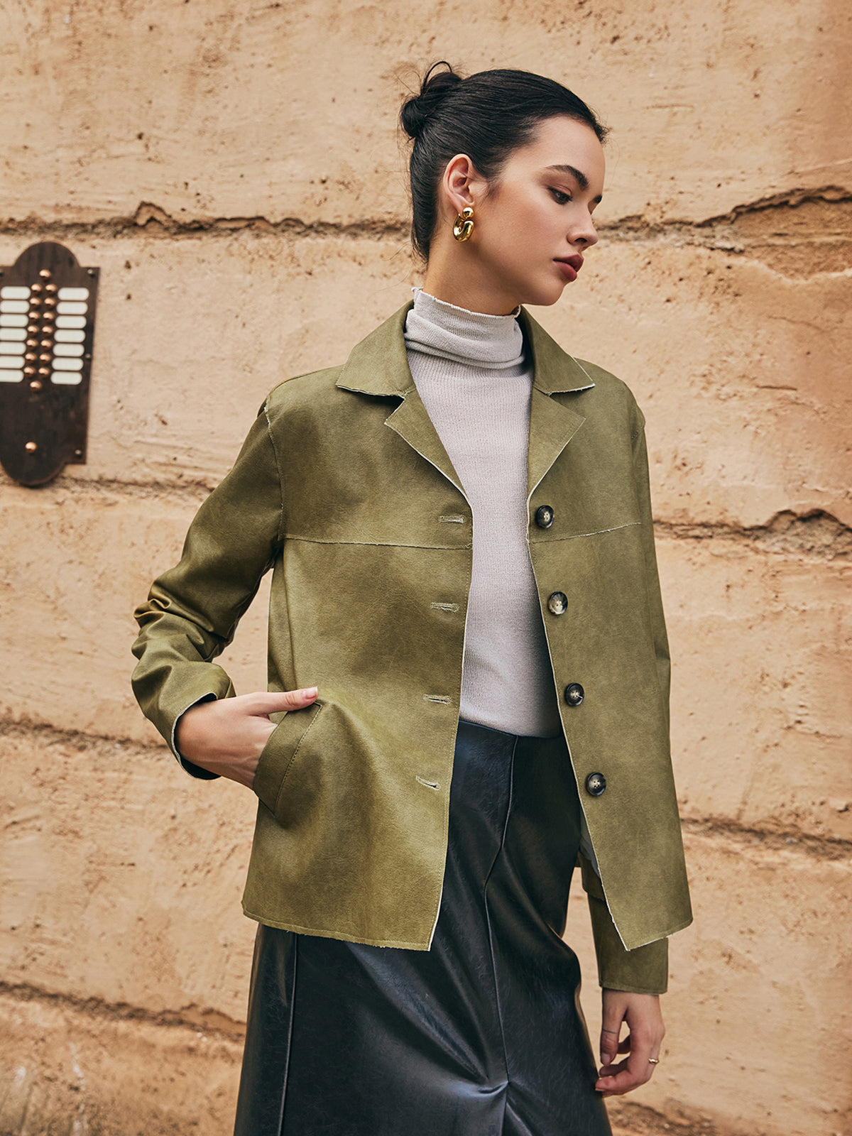 WW | PU-Leder Gerade Jacke