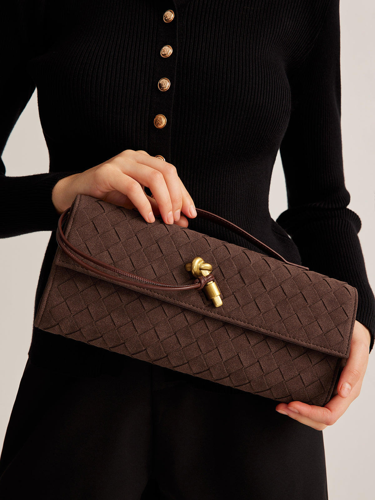 WW | Klapp Suede Clutch Tasche