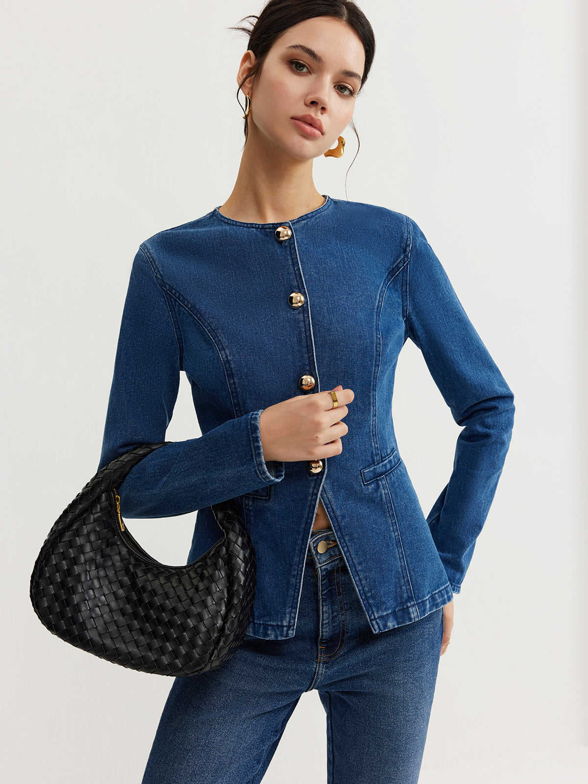 WW | Daunen Denim Slim Jacke