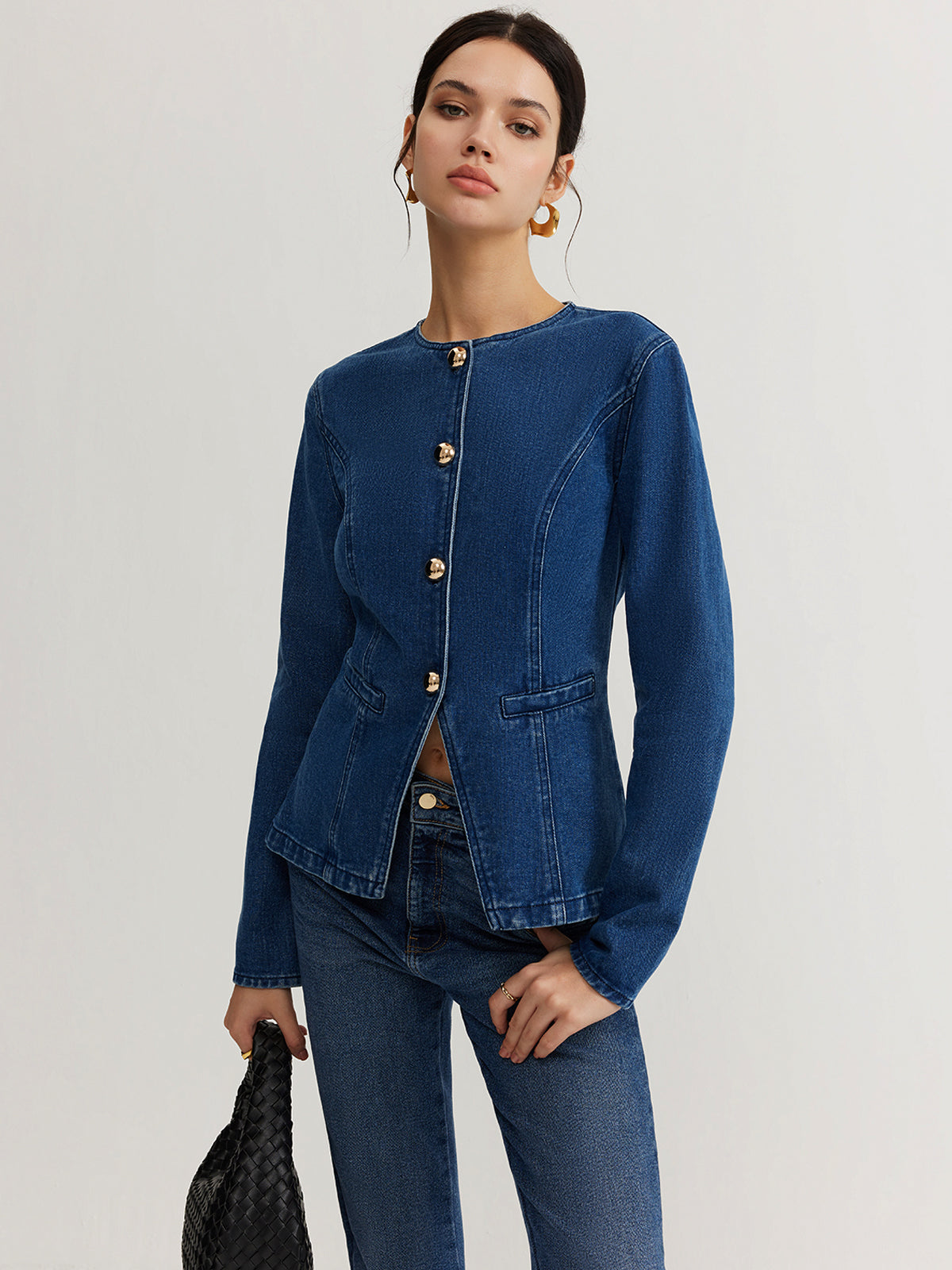 WW | Daunen Denim Slim Jacke