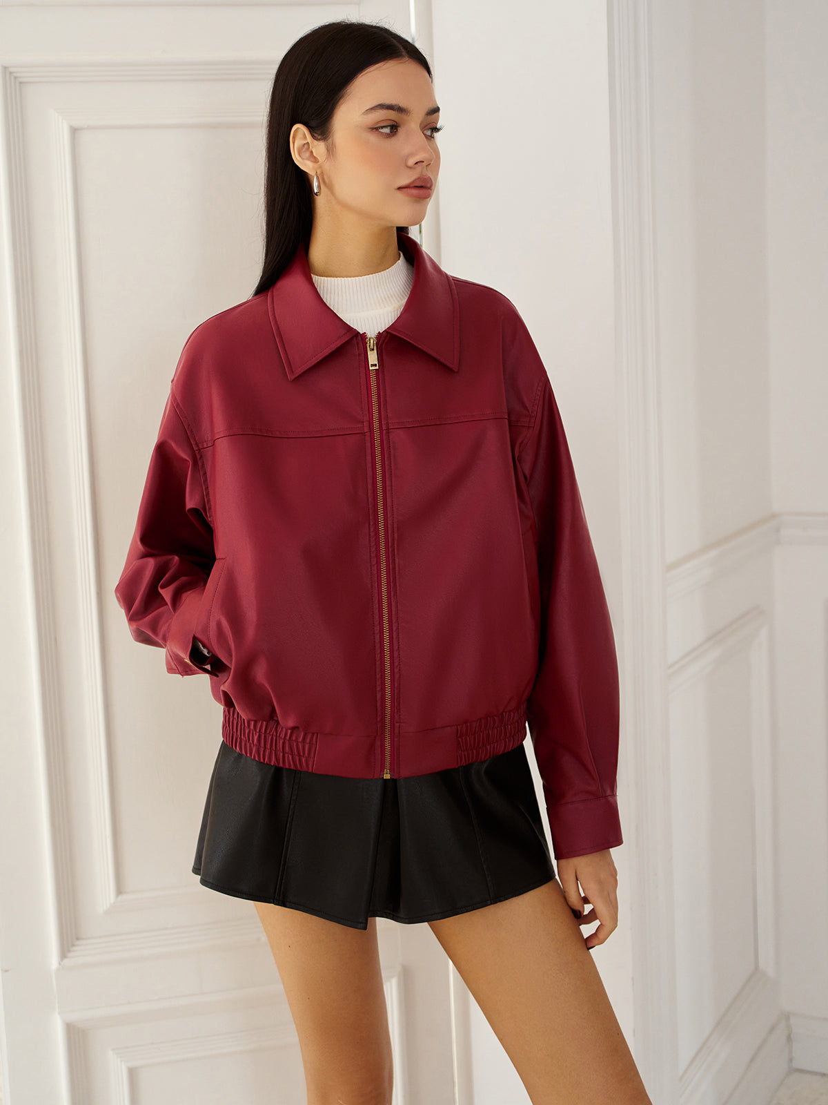 WW | Leder Zip Polo Jacke