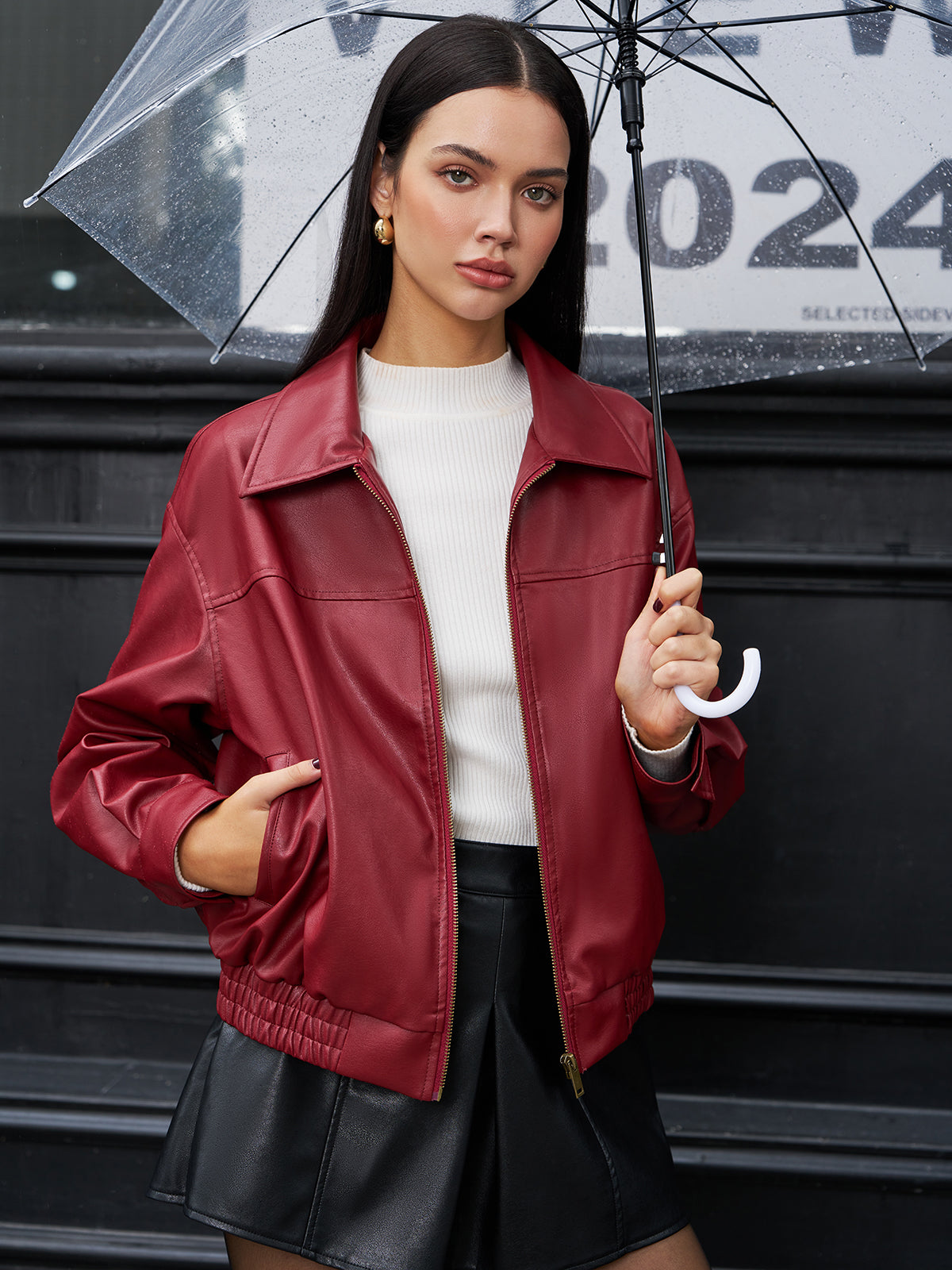 WW | Leder Zip Polo Jacke