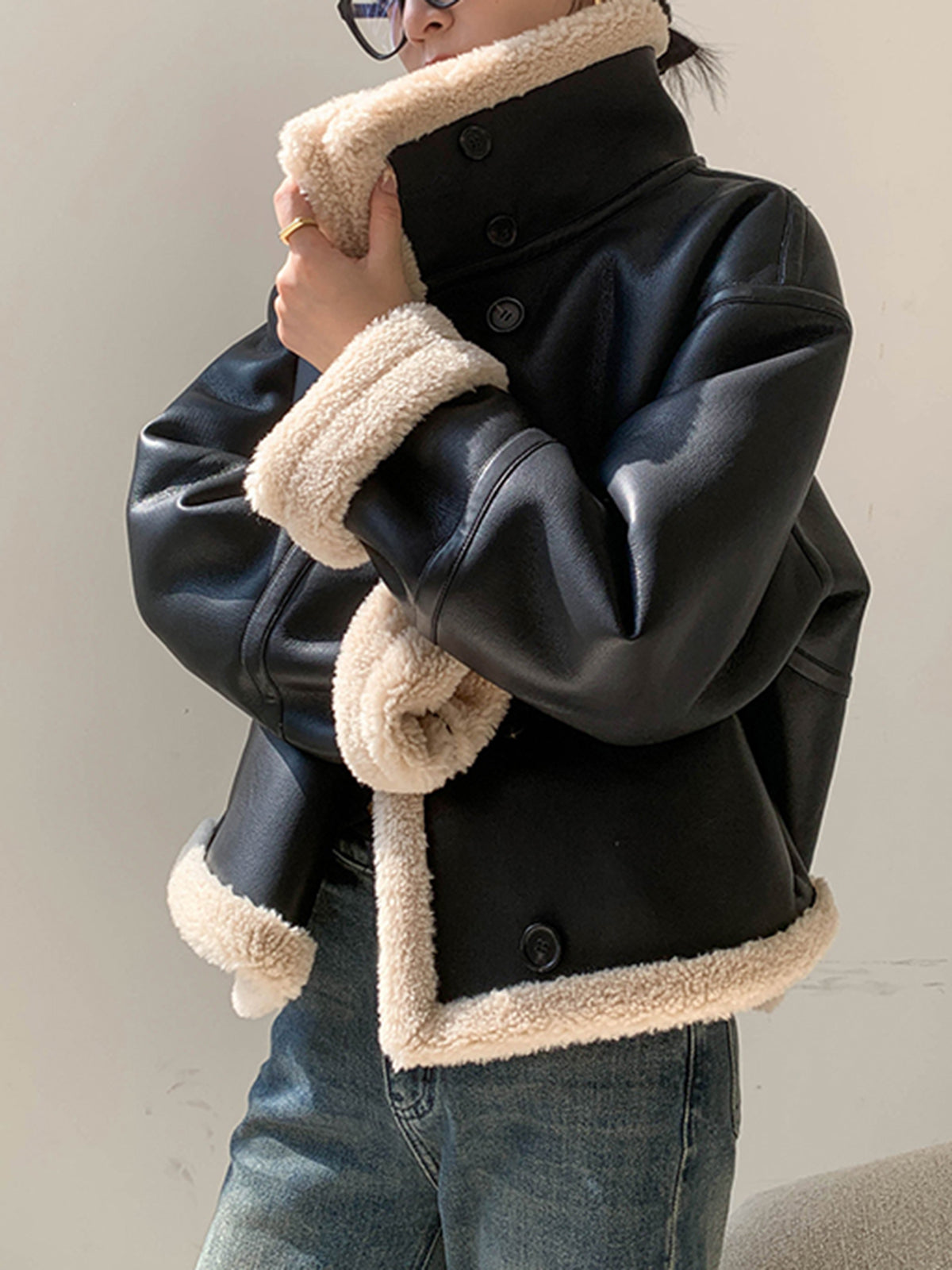 WW | Gefütterte Kunstlederjacke