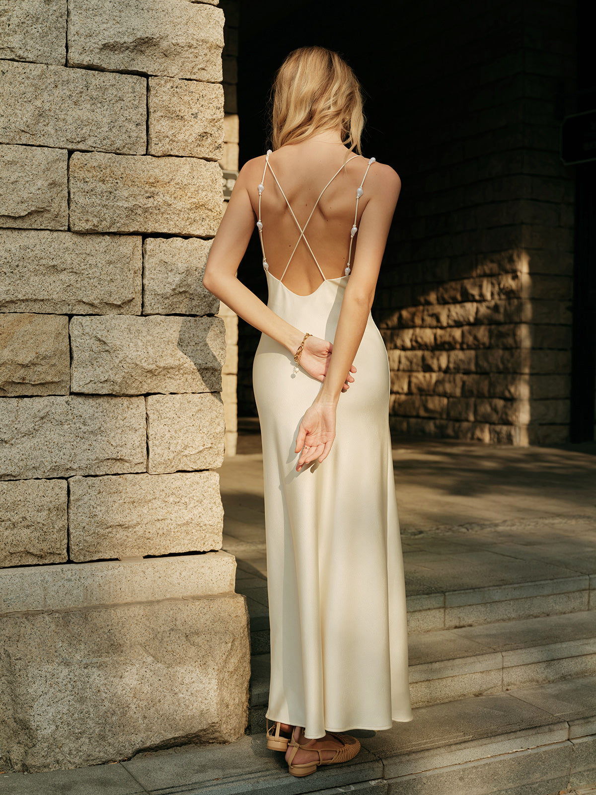 WW | Satin Rückenauschnitt Slip Kleid