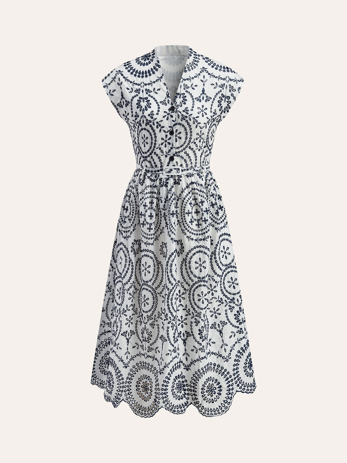 WW | Embroidered V-Neck Dress With Belt
