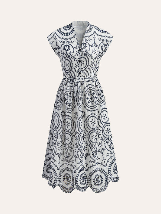 WW | Besticktes V-ausschnitt Kleid Mit Gürtel