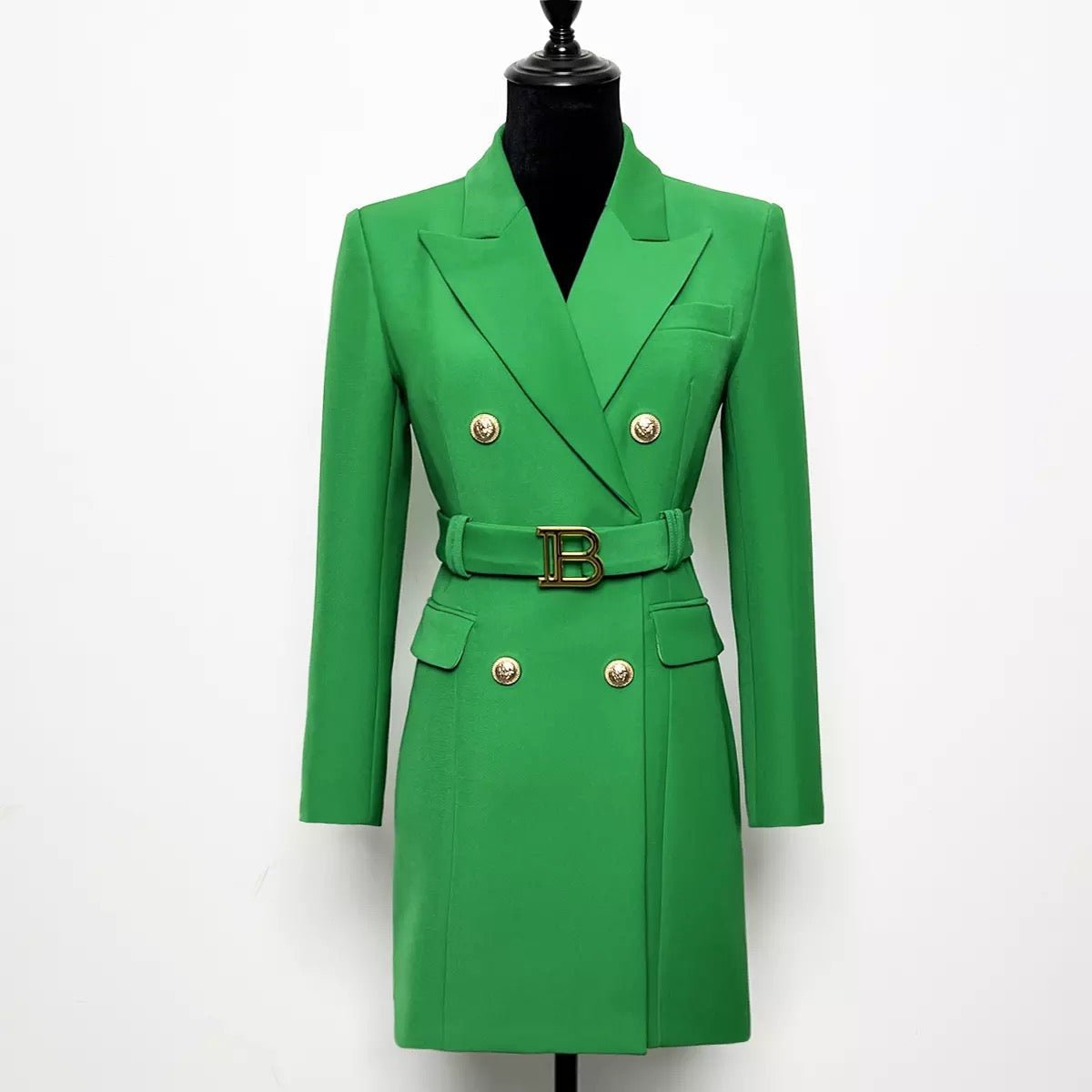 WW | Doppelreiher Blazer Kleid - Goldene Knopfakzente - Maßgeschneiderte Eleganz - Vielseitiger Stil