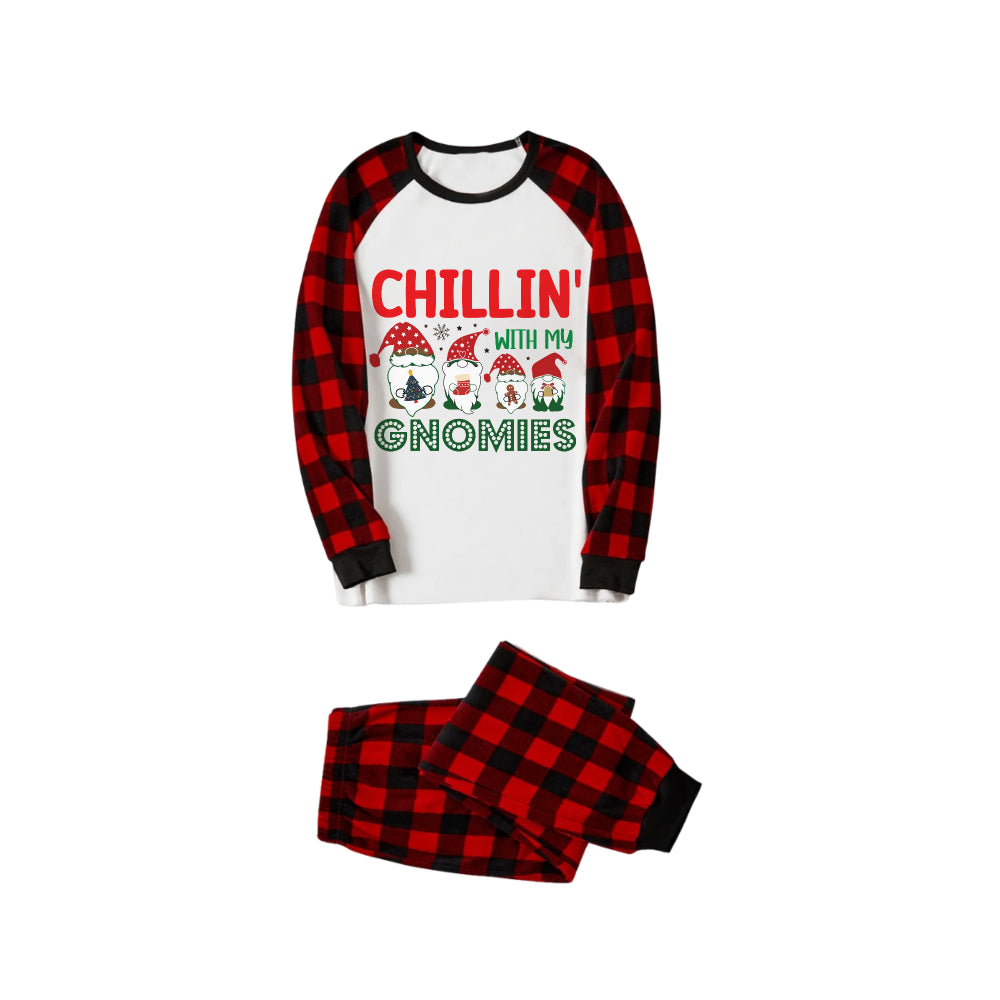 WW | Rote und schwarze Karierte Weihnachts-Pyjama-Set mit "Chillin With My Gnomies" Druck