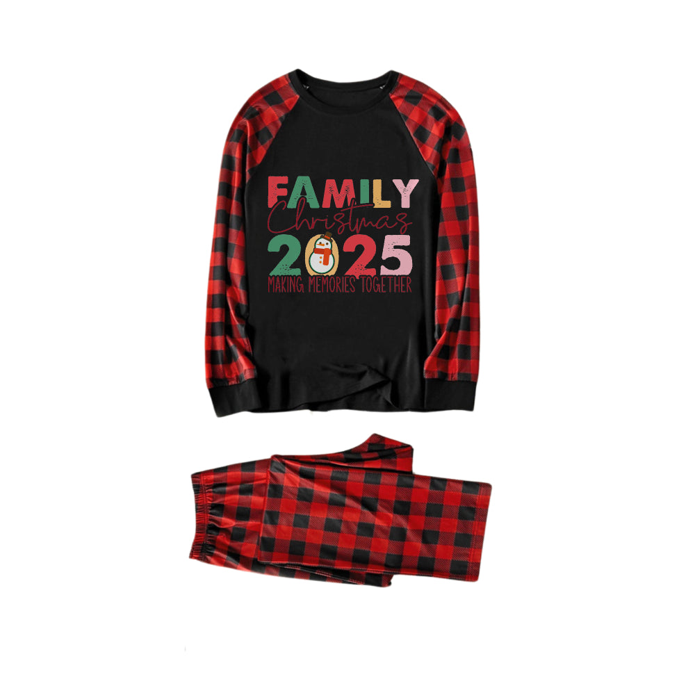 WW | Rot und Schwarz Kariertes Weihnachts-Pyjama-Set Mit Feiertagsbeschriftung