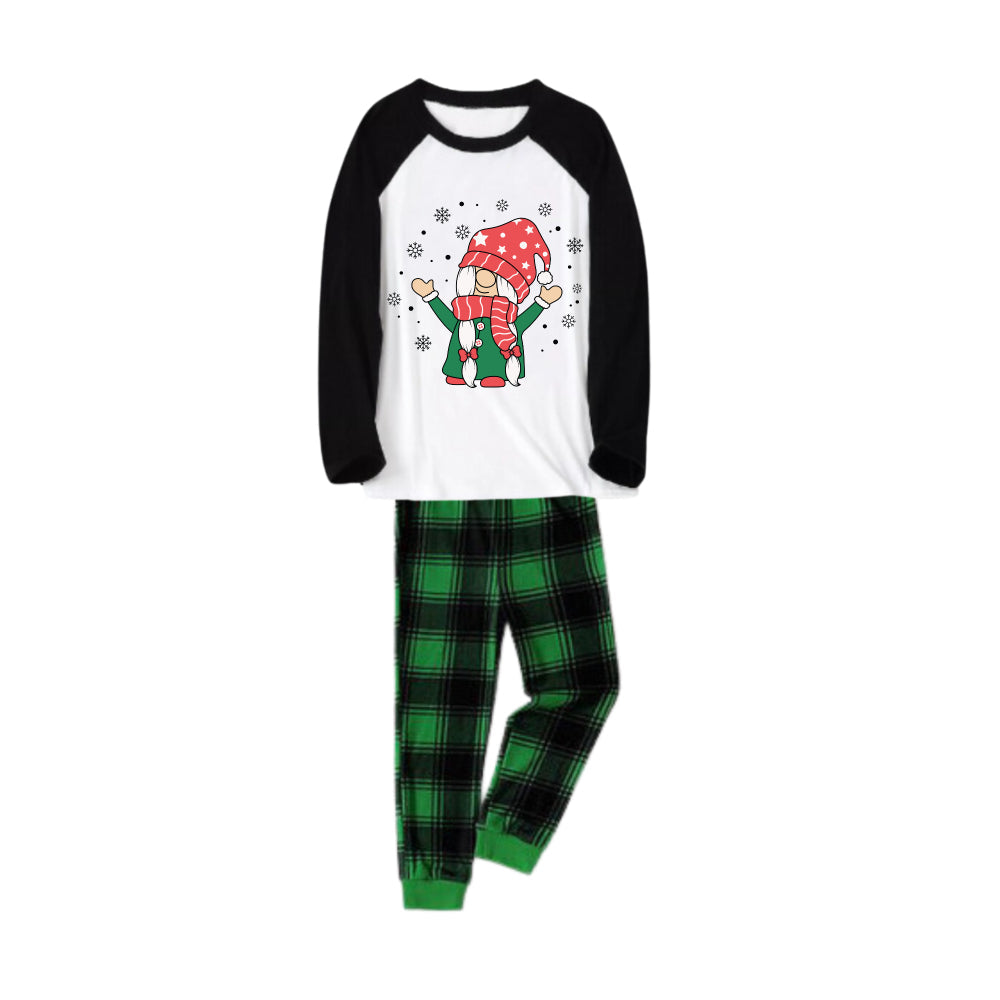 WW | Schwarzes Raglan-Oberteil Grüner Karierter Weihnachts-Pyjama-Set Mit Weihnachtsgnom-Druck