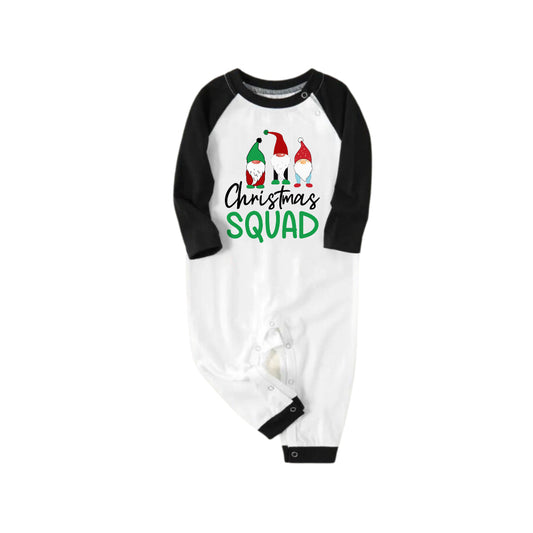 WW | Schwarzes Raglan-Oberteil Grünes Karomuster Weihnachts-Pyjama-Set mit Gnom und Feiertagstext